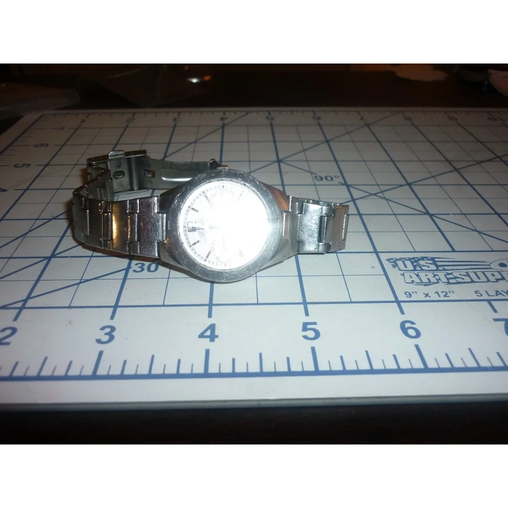 Vtg Casio‎ Quartz Watch Pink Multi Dial Stainless Steel LTP-2069 Works
